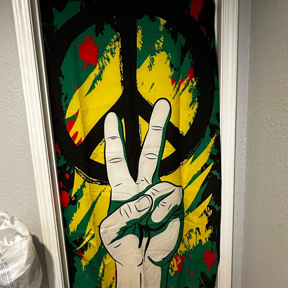 Vibrant Peace Sign Tapestry - Black, Yellow, Green